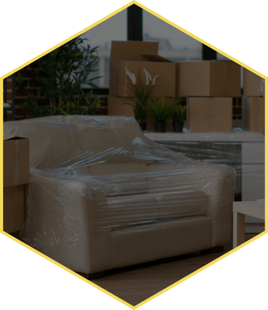 Wohnungsumzug Icon Hexagon Gelber Rand PNG