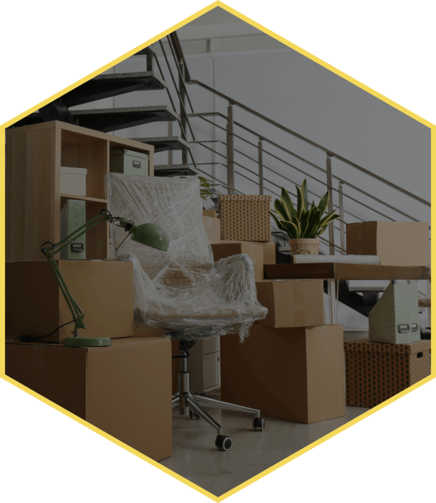 Büro Umzug Icon Hexagon Gelber Rand PNG