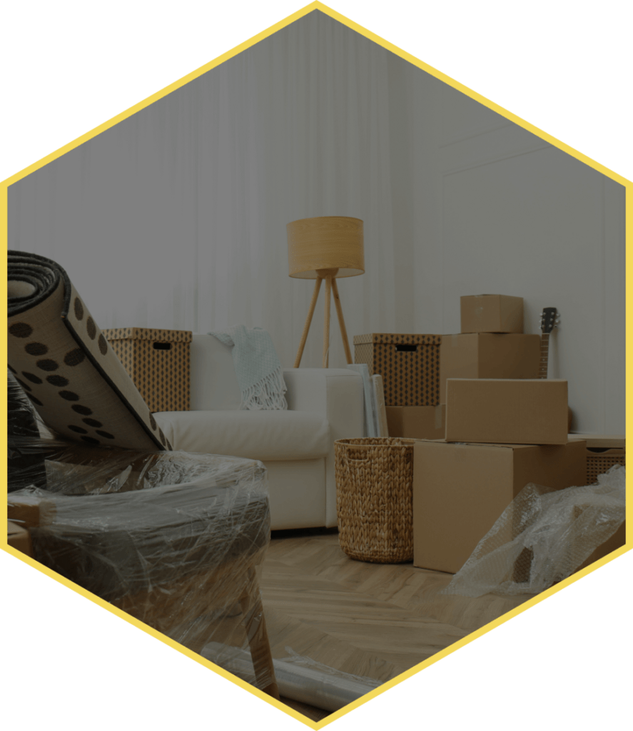 Wohnungsumzug Icon Hexagon gelber rand PNG